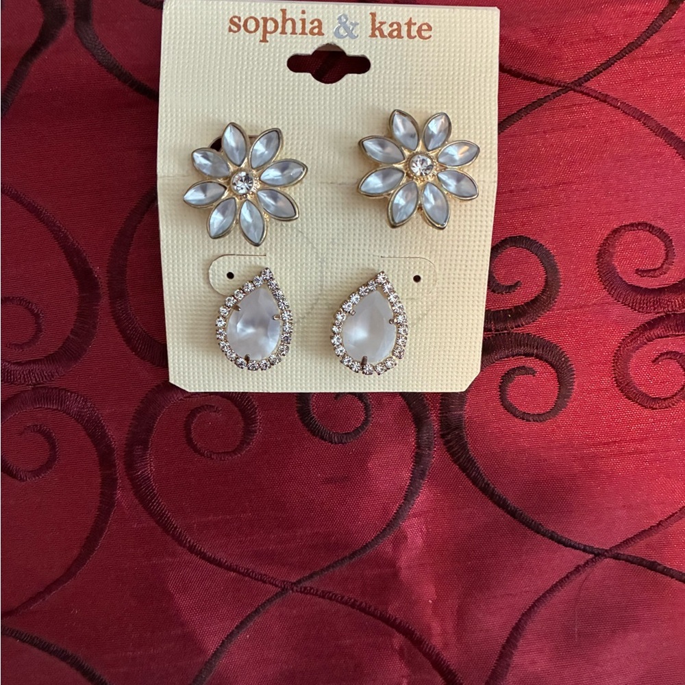 Sophia & Kate Silver and White Earrings Set